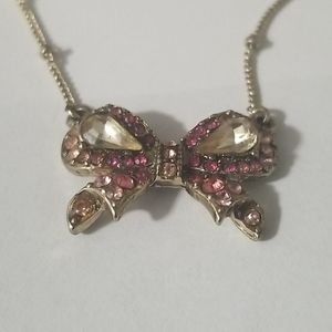 Betsey Johnson bow necklace w/key